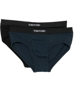 Tom Ford Twee Slips Met Logoband - Zwart