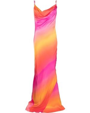 Sisters Gradient-Effect Draped-Detailing Long Dress - Pink