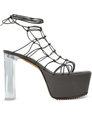 Rick Owens Web Platform Leather Heeled Sandals - Black