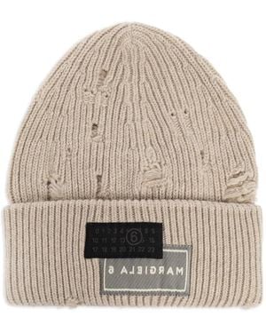 MM6 by Maison Martin Margiela Ribbed Beanie - Natural