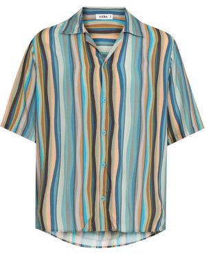 Amir Slama Striped Short-Sleeve Shirt - Blue