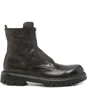 Officine Creative Front-Zip Lug-Sole Ankle Boots - Black