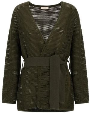 Herno Cardigan Mit Gürtel - Grün