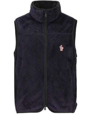 Moncler Logo-Patch Fleece Gilet - Blue