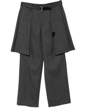 Sacai Pinstripe-Pattern Pants - Gray