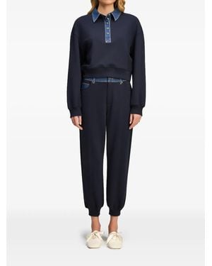 Cinq À Sept Corenna Denim-Collar Polo Top - Blue