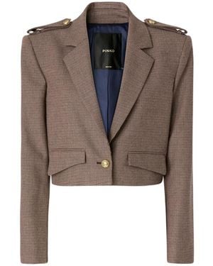 Pinko Houndstooth Cropped Jacket - Brown