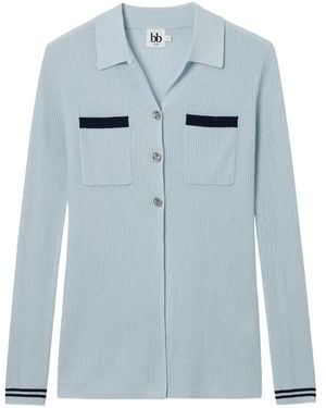 B+ AB Ribbed-Knit Button-Up Cardigan - Blue