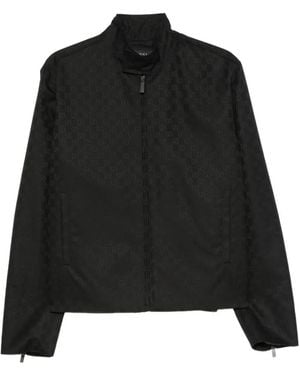 Gucci Gg-Pattern Zip-Up Jacket - Black