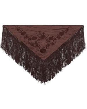Bimba Y Lola Sciarpa A Fiori Con Frange - Marrone