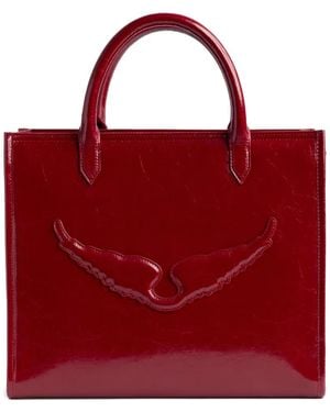 Zadig & Voltaire Angel Tote Wrinkled Patent Bag in Red | Lyst
