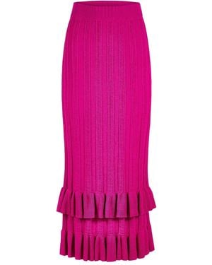 Marie Oliver Jupe Côtelée À Volants - Rose