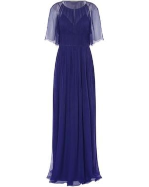 Alberta Ferretti Plissé Maxi Dress - Blue