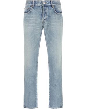 Saint Laurent Vaqueros con efecto lavado - Azul