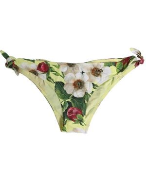 Dolce & Gabbana Floral-Print Bikini Bottoms - Green