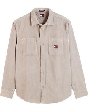 Tommy Hilfiger Chemise En Velours Côtelé À Patch Logo - Natural
