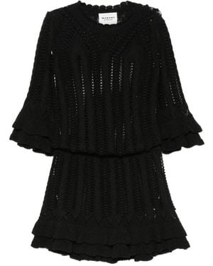 Isabel Marant Nirina Crochet Ruffled Mini Dress - Black