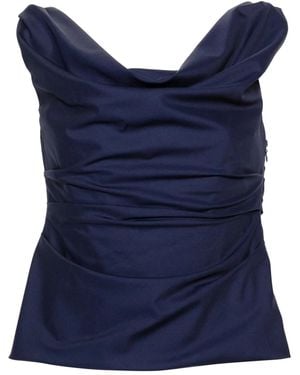 ARMARIUM Draped Sleeveless Wool Top - Blue
