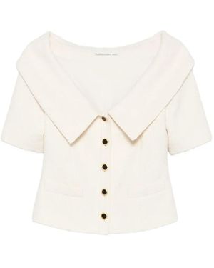 Alessandra Rich Chaqueta Con Hombros Descubiertos Y Botones - Blanco