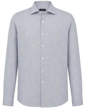 Tombolini Camisa Con Motivo De Marga Y Cuello Italiano - Gris