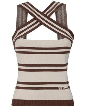 Gaelle Paris Striped Cross-Strap Top - Grey