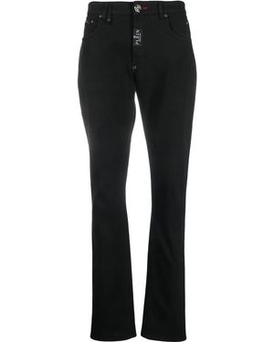 Philipp Plein Hexagon Mid-Rise Slim-Cut Jeans - Black