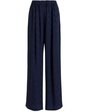 Alberta Ferretti Elastic-Waistband Trousers - Blue