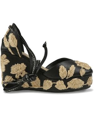 Castañer Carmela Raffia-Embroidered Court Shoes - Black