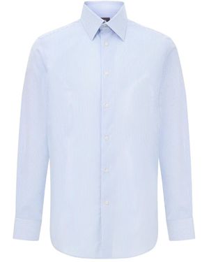 BOGGI Spread-Collar Striped Shirt - Blue