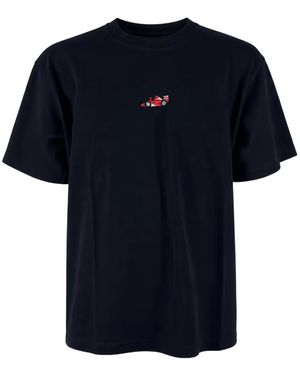 ALBERTO BRESCI Embroidered-Motif Crew-Neck T-Shirt - Blue