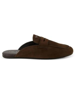 Prada Mules De Ante Con Puntera Redonda - Marrón