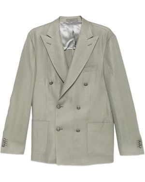 Corneliani Academy Light Double-Breasted Patch-Pocket Jacket - Grey