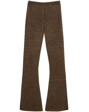 Twinset Lurex-Detailing Flared Trousers - Brown