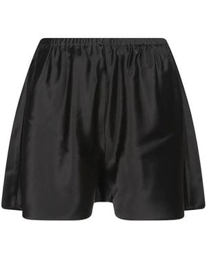 Almada Label Pantalones Cortos De Satén - Negro