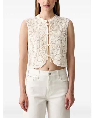 Pedro Del Hierro Madrid Broderie-Anglaise Tie-Fastening Blouse - White