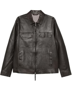 Leather Authority Veste En Cuir À Fermeture Zippée - Noir