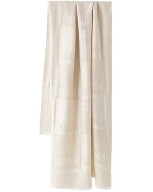 Moschino Logo-Jacquard Fringed Scarf - White