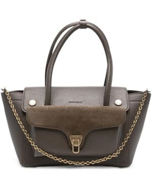 Coccinelle Grainy-Leather Chain-Detail Tote Bag - Multicolour