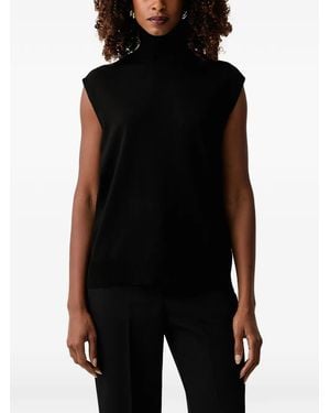 Patrizia Pepe Turtleneck Sleeveless Vest - Black