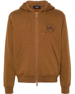 DSquared² Flocked Logo Zip-Up Hoodie - Brown