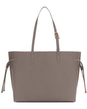 Furla Large Ava Leather Tote Bag - Grey