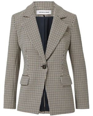 Veronica Beard Healy Houndstooth Single-Breasted Blazer - Grey