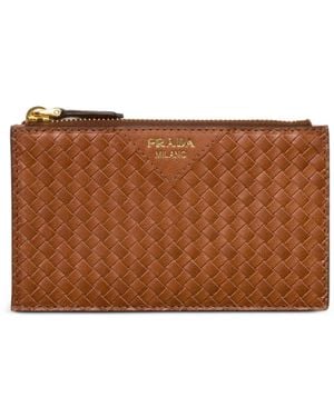 Prada Tarjetero Tejido - Marrón