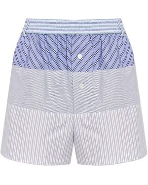 Moschino Patchwork Striped Shorts - Blue