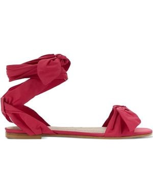 Red(V) Knotted Bow-Detail Sandals - Red