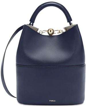 Furla Sfera Chain-Detail Bucket Bag - Blue