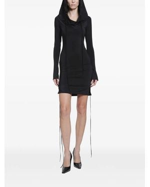 KNWLS Robe Courte Froncée À Capuche Cu - Noir
