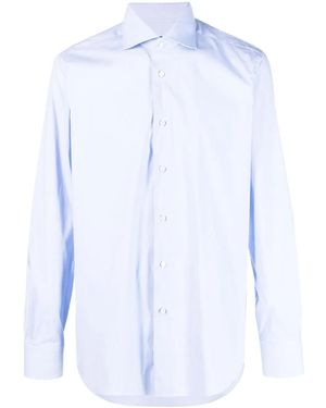 Barba Napoli Button-Up Stretch-Cotton Shirt - Blue