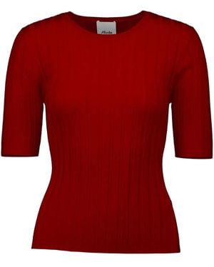 Allude リブニット トップ - レッド