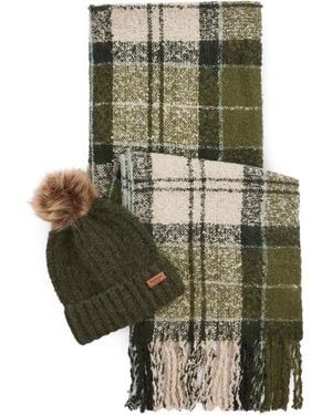 Barbour Ensemble Bonnet Et Écharpe À Carreaux - Vert
